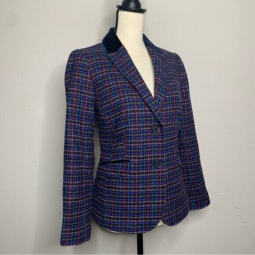 NWT Talbots Mistletoe Plaid Shetland Wool Single Breasted Blazer - Picture 5 of 17